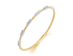 Maharaja Collection Round Diamond Bangle Bracelet in 14K Yellow Gold (0.53ctw)