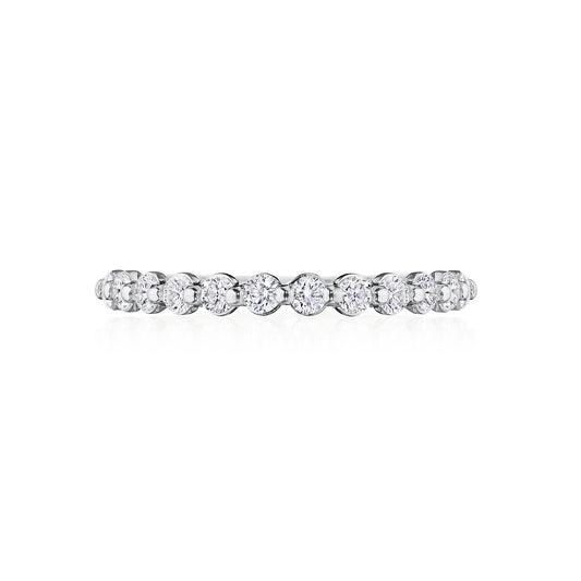 Maharaja Collection Sculpted Crescent Two-Prong Half-way French Pave Diamond Band with 0.44ctw Diamonds in 18Kt White Gold (0.44ctw)
