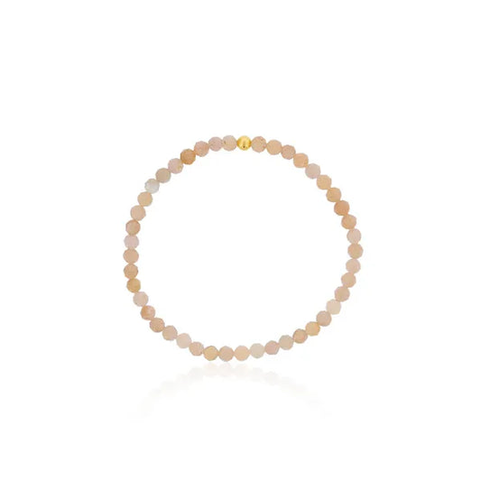 Maharaja Collection Peach Moonstone Bead Bracelet in Gold Filled (4mm)