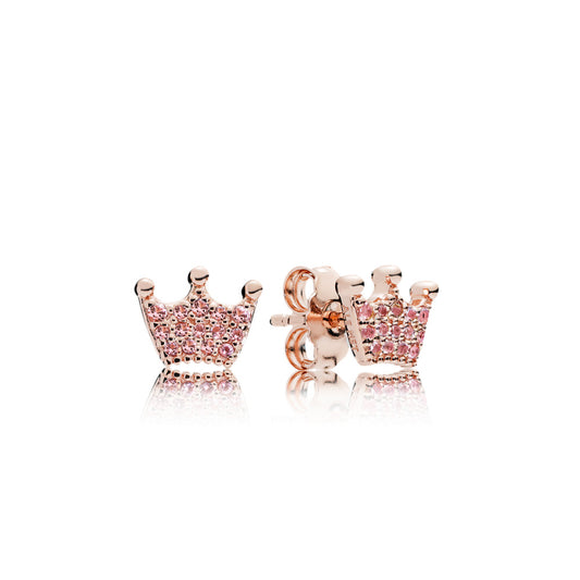 Maharaja Collection Pink Crown Stud Earrings