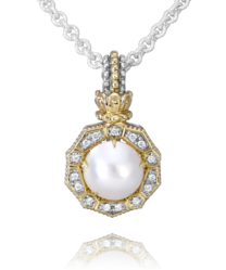 Maharaja Collection Round Diamond Pendant in Sterling Silver and 14K Gold (0.23ctw)