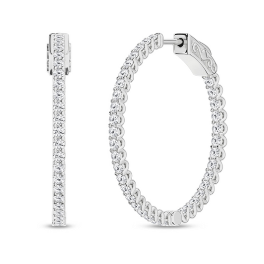 Maharaja Collection Hoop Earrings with Lab Grown Diamond (1.00ctw) in 14K White Gold
