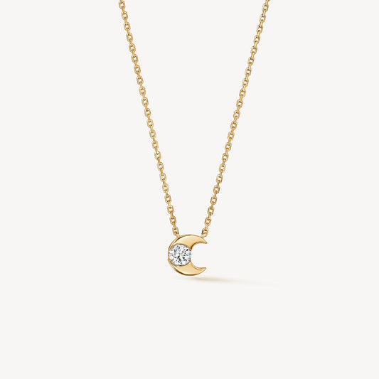 Maharaja Collection Half Moon Diamond Pendant Necklace in 18K Yellow Gold (0.20ctw)
