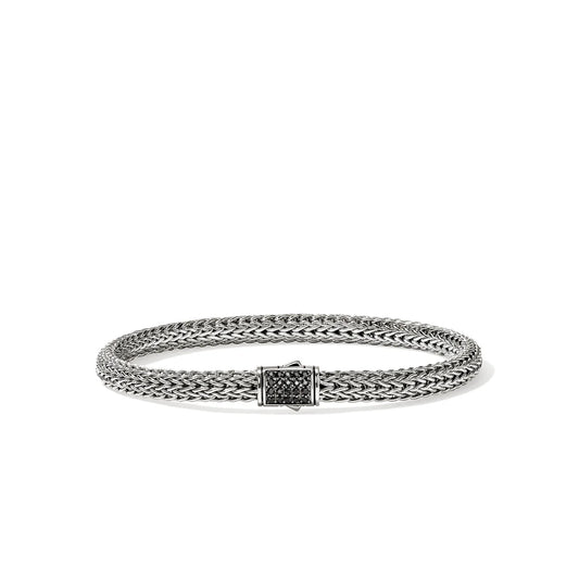 Icon Silver Extra Small Bracelet with Treated Black Sapphire Pusher Clasp
