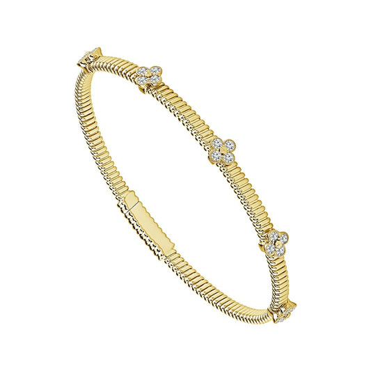 Maharaja Collection Round Diamond Lady's Bangle Bracelet in 14K Yellow Gold (0.75ctw)