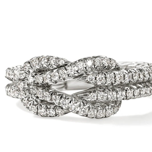 Love Knot Diamond Pave Ring, Size 7 (0.48ctw) in Silver