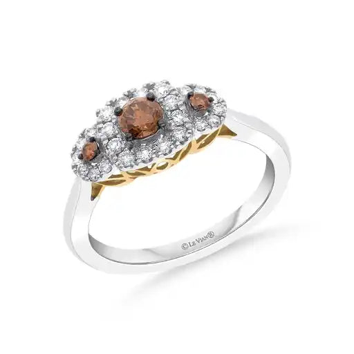Maharaja Collection Le Vian Couture® Chocolate and Vanilla Diamond Ring in Platinum and 14K Two Tone Gold (0.62ctw)
