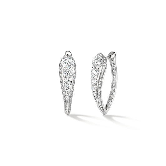 Maharaja Collection Evermore Diamond Hoop Earrings with 178 Round Diamonds in 18K White Gold (4.12ctw)