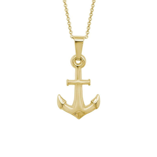 Maharaja Collection Anchor Pendant Necklace in 14K Yellow Gold (0.9mm cable chain, 15mm x 10.7mm)
