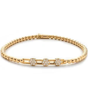 Maharaja Collection Round Diamond Tresore Stretch Bracelet in 18K Yellow Gold (0.19ctw)