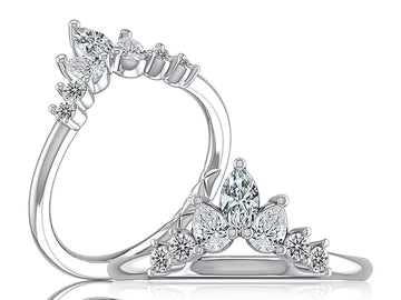 Maharaja Collection Tiara 0.49ctw Diamond Wedding Band in 14K White Gold (0.49ctw)