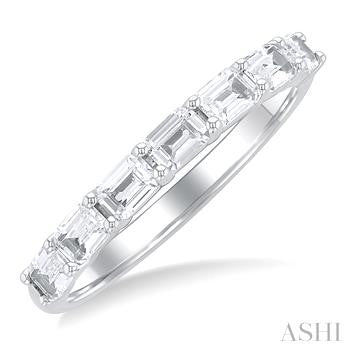 Maharaja Collection Emerald Shape East-West Diamond Fashion Band in 14K White Gold (1.00ctw)
