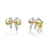 Maharaja Collection Round Diamond Bow Stud Earrings in 14K Yellow Gold (0.21ct)