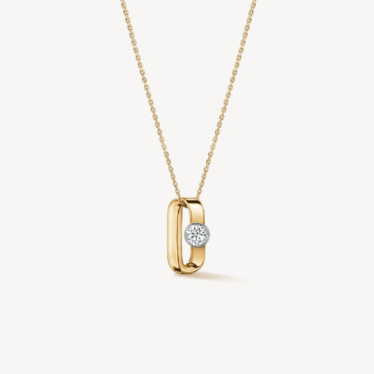 Maharaja Collection Single Diamond Pendant Necklace with Hearts on Fire Round Diamonds in 18K Yellow Gold (0.15ctw)
