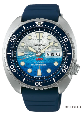 Maharaja Collection 45mm Blue/Silver Jaws Prospex Diver Automatic Ocean Theme Watch in Stainless Steel