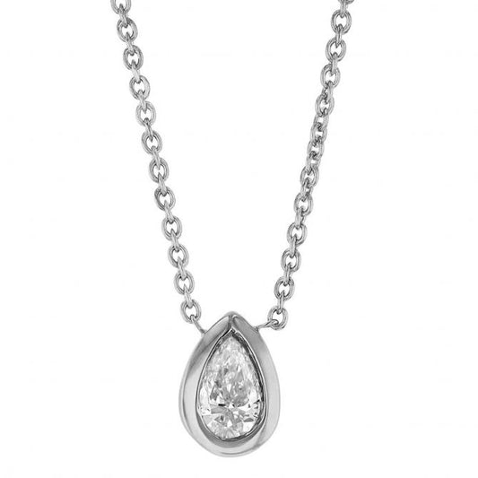Maharaja Collection Pear Shape Diamond By The Inch Necklace in 18K White Gold (0.20ct)