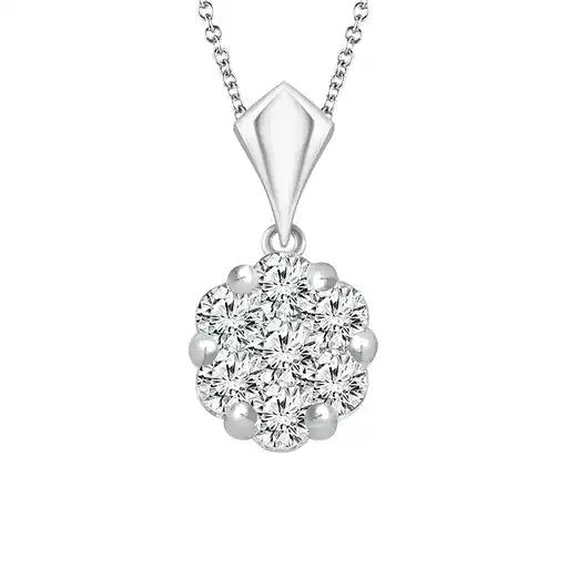 Maharaja's Fashion Flower Diamond Pendant Necklace with 1.00ctw Diamonds in 14K White Gold (1ctw)