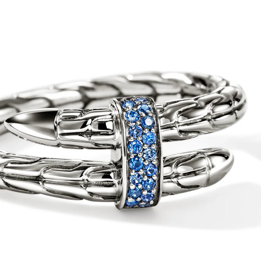 Spear Single Wrap Ring with Blue Sapphire Size 7 in Silver