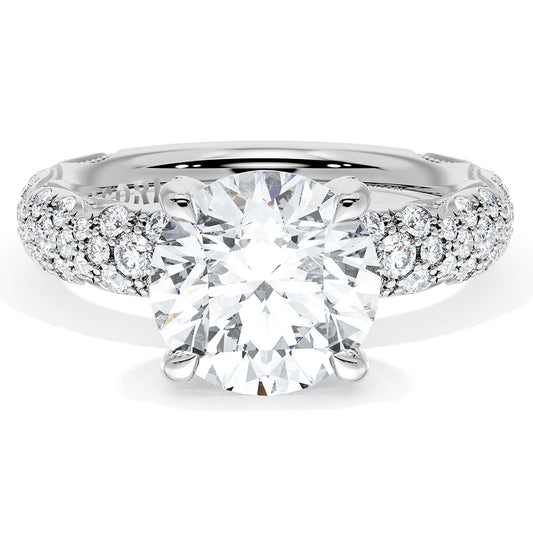 Maharaja Collection Pave Diamond 3/4 Way Ring in 18K White Gold (1.04ctw)