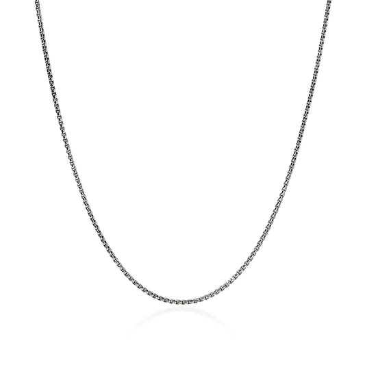 Silver Box Chain Necklace 1.6mm Width, Size 22