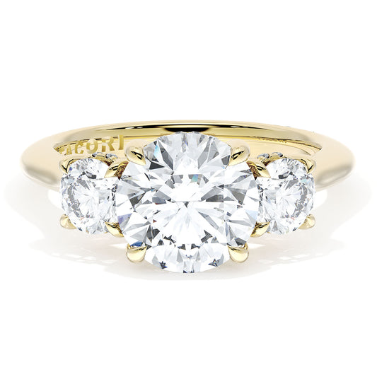 Maharaja Collection Three Stone Semi-Mount Engagement Ring in 18K Yellow Gold (0.81ct)