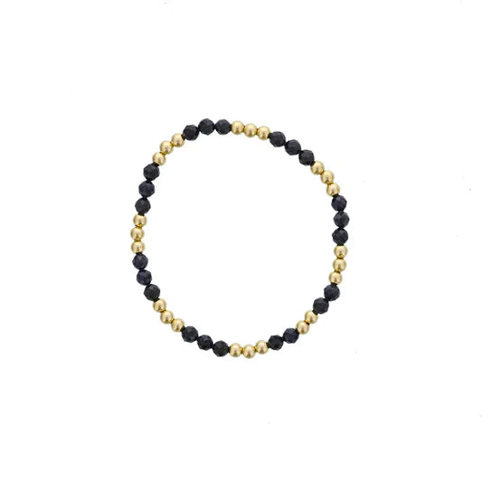 Maharaja Collection Black Agate and Gold Filled Bead Bracelet