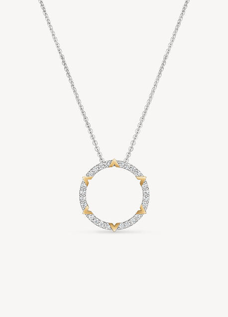 Maharaja Collection Hearts on Fire Copley Pavé Diamond Pendant Necklace with 0.48ctw Round Diamonds in 18K White and Yellow Gold (0.48ctw)