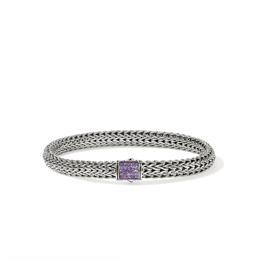 Icon Small Bracelet with Amethyst and Pusher Clasp, Size UM