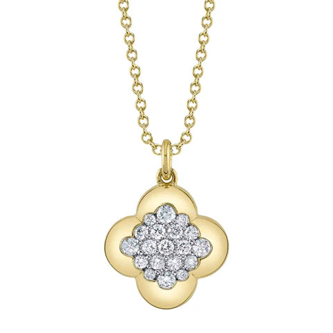 Maharaja Collection Clover Diamond Necklace with 0.29ctw Diamonds in 14K Yellow Gold (0.29ctw)