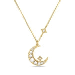 Maharaja Collection Half Moon Pearl and Diamond Necklace with Pearls in 14K Yellow Gold (0.19ctw)