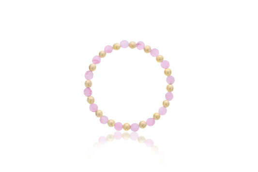 Maharaja Collection 6mm Gold Filled Bead & Alternating 6mm Rose Quartz Bracelet in Gold