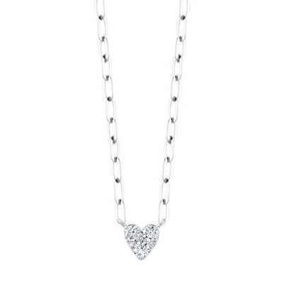 Maharaja Collection Heart Paper Clip Link Necklace with 0.41ctw Diamond in 14K Yellow Gold