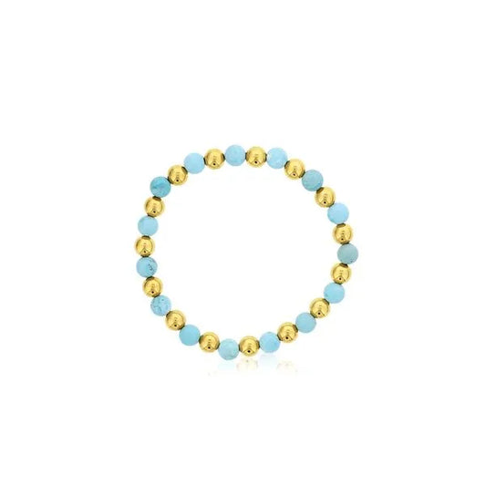 Maharaja Collection Blue Howlite Bead Bracelet in Gold Filled