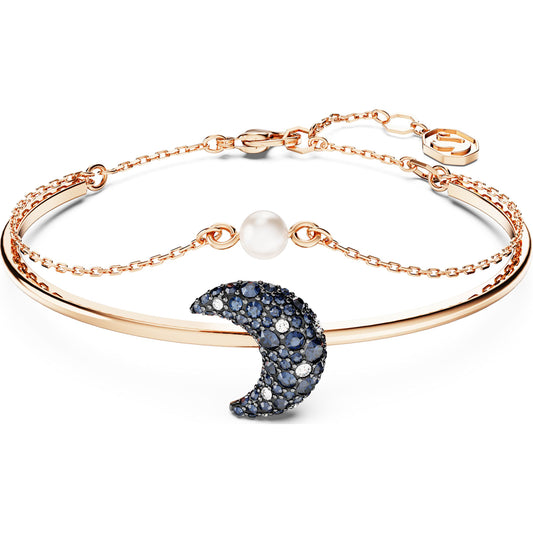 Maharaja Collection Swarovski Luna Moon Bangle in Rose Gold-Tone Plated