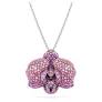 Maharaja Collection Round Pink Swarovski Rose Necklace in Rhodium Plated