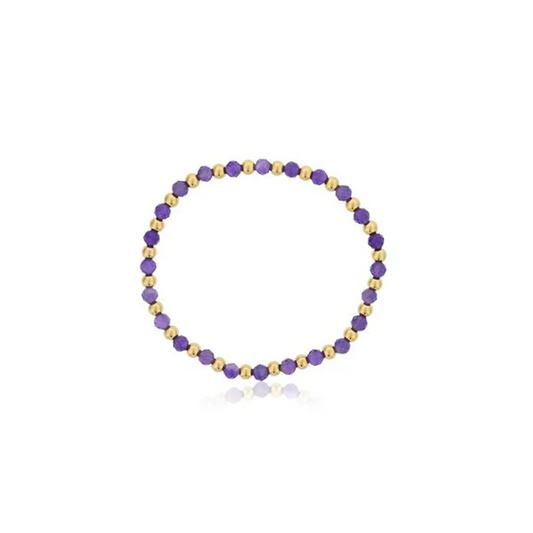 Maharaja Collection Alternating 4mm Amethyst and Gold Filled Bead Bracelet in Gold