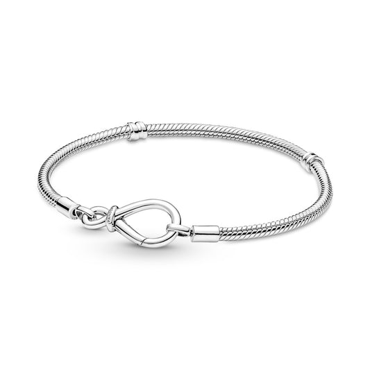 Maharaja Collection Infinity Knot Snake Chain Bracelet in Silver