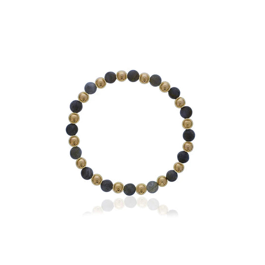 Maharaja Collection Alternating 6mm Gold Filled Bead & 6mm Labradorite Bracelet in Gold Filled