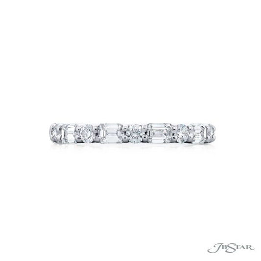 JB Star Signature East-West Shared Prong Diamond Band with Emerald-cut and Round Diamonds in Platinum (1.17ctw)
