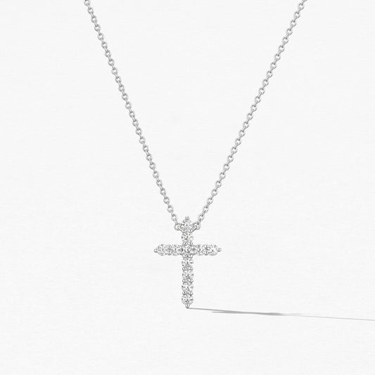 Maharaja Collection Luxe Diamond Signature Cross Pendant Necklace with 2.81ctw Diamonds in 18K White Gold (2.81ctw)