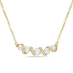 Maharaja Collection Round Diamond and Pearl Necklace in 14K Yellow Gold (0.58ctw)