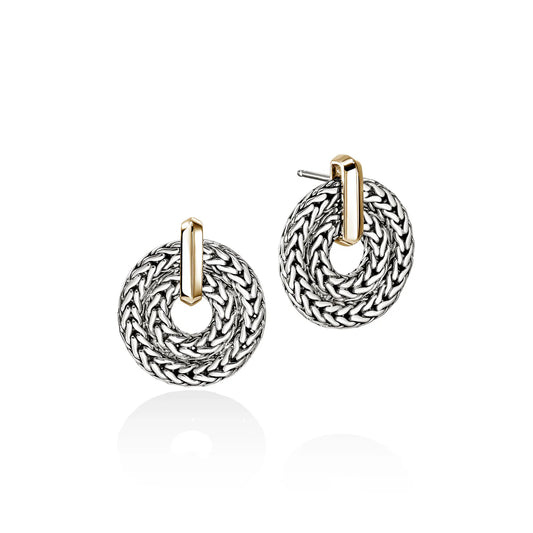 Icon Link Drop Earrings in 14Kt Yellow Gold and Silver