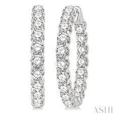 Maharaja Collection Inside-Out Round Cut Diamond Hoop Earrings in 14K White Gold (7ct)