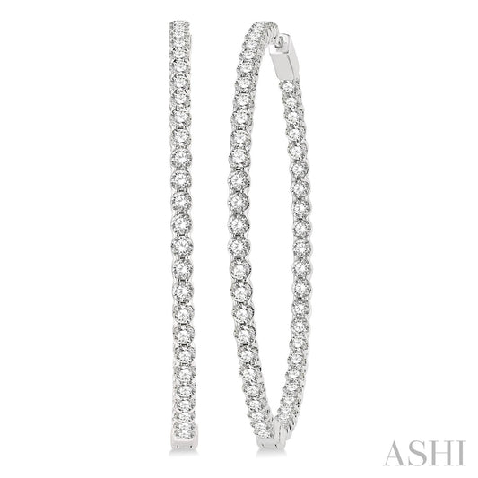 Maharaja Collection Inside/Out Diamond Hoop Earrings in 14K White Gold (7.00ctw)