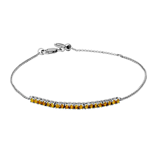 Maharaja Collection Round Citrine Adjustable Bracelet in Sterling Silver