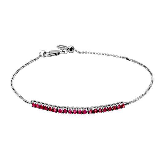Maharaja Collection Round Ruby Adjustable Bracelet in Sterling Silver