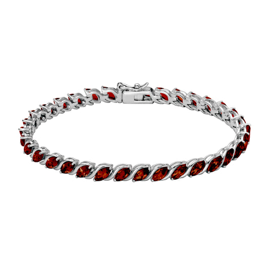Maharaja Collection Marquise Garnet Bracelet in Sterling Silver (7.25")