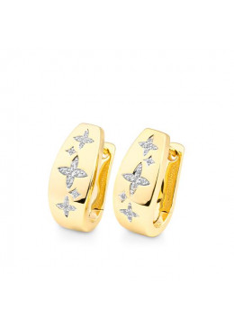 Maharaja Collection Round Diamond J Hoop Earrings in 14K Yellow Gold (0.16ct)