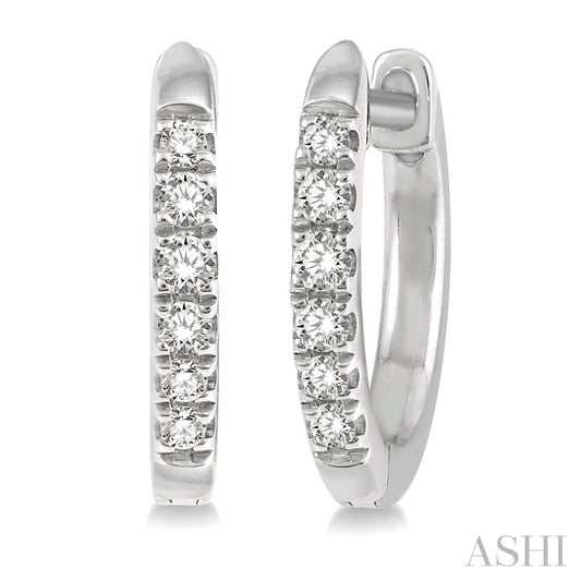 Maharaja Collection Petite Diamond Huggie Fashion Earrings in 14K White Gold (0.12ctw)