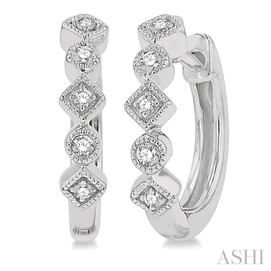 Maharaja Collection Petite Diamond Huggie Earrings in 0.10 ct White Gold